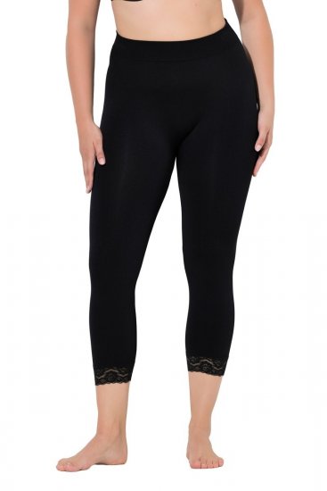 Ulla Popken 846491 Leggings de meia 3/4 com renda Preto - Collants & meias - 