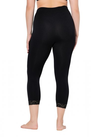 Ulla Popken 846491 Leggings de meia 3/4 com renda Preto - Collants & meias - 