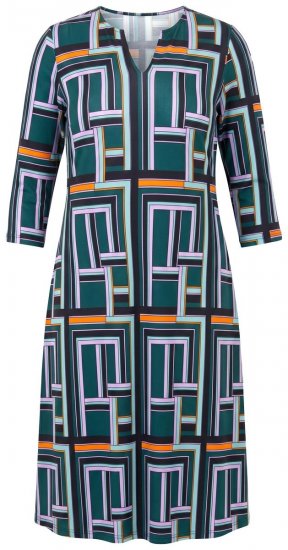 Ulla Popken 846724 Vestido estampado Verde escuro - Vestidos em jersey - 