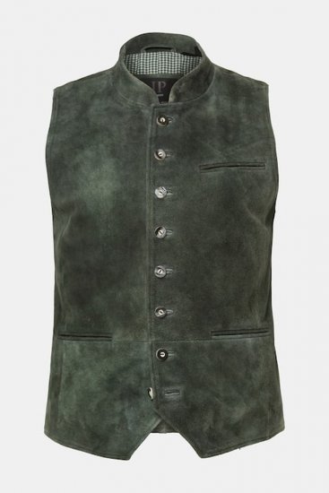 JP1880 846808 Colete em camurça de cabra Azeitona escuro - Trachten & Oktoberfest - Roupas Oktoberfest em tamanhos grandes (Trachten)