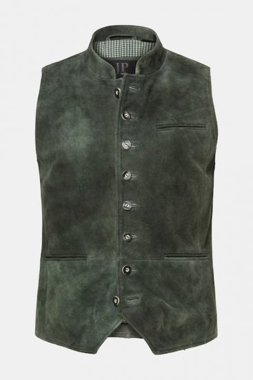 JP1880 846808 Colete em camurça de cabra Azeitona escuro - Trachten & Oktoberfest - Roupas Oktoberfest em tamanhos grandes (Trachten)