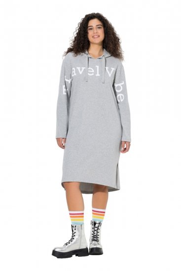 Ulla Popken 846886 Vestido de sweat com capuz Cinzento mesclado - Vestidos de moletom - 