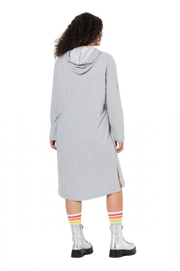 Ulla Popken 846886 Vestido de sweat com capuz Cinzento mesclado - Vestidos de moletom - 