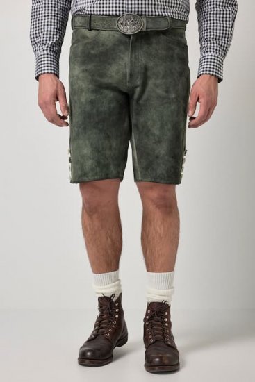 JP1880 846895 Bermudas em camurça de cabra Azeitona escuro - Calções - Calções Homem Tamanhos Grandes