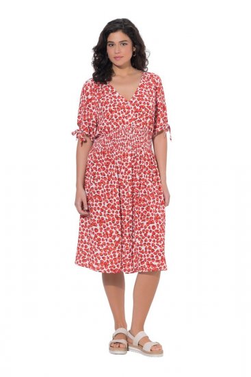 Ulla Popken 846912 Vestido midi estampado Coral - Vestidos midi - Vestidos Midi Tamanhos Grandes