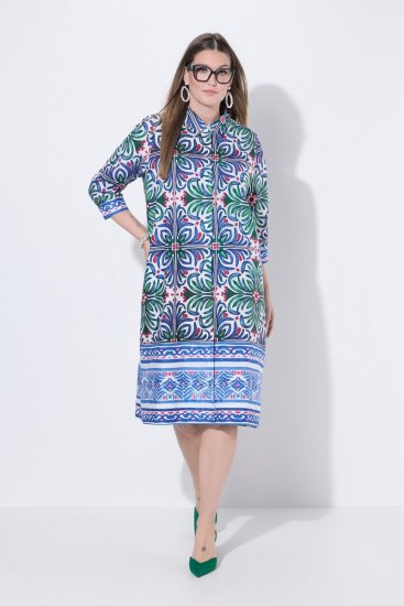 Ulla Popken 846952 Vestido camiseiro floral Branco - Vestidos midi - Vestidos Midi Tamanhos Grandes