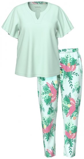 Ulla Popken 846971 Pijama com padrão Verde claro - Pijamas/Loungewear - 