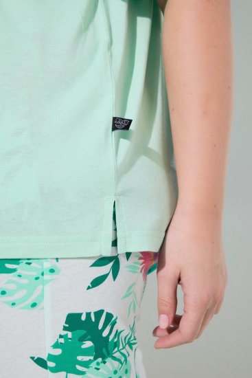 Ulla Popken 846971 Pijama com padrão Verde claro - Pijamas/Loungewear - 