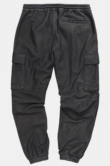 JP1880 847064 Calças cargo em napa de cordeiro Preto - Calças de couro para homem em tamanhos grandes - Calças de Couro Tamanhos Grandes