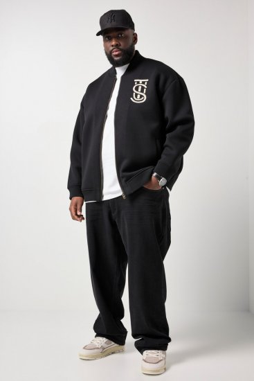 STHUGE 847083 Casaco varsity em tecido scuba Preto - Casacos - Casacos Homem Tamanhos Grandes