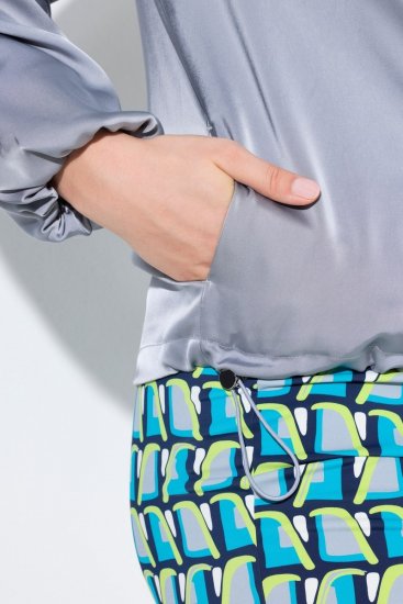 Ulla Popken 847191 Blusão brilhante com gola college Cinzento - Jaquetas - Casacos plus size para mulher