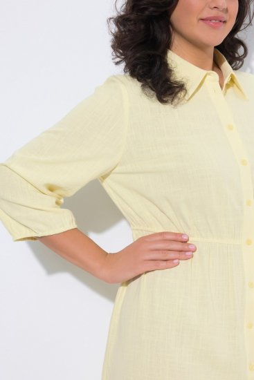 Ulla Popken 847224 Vestido de mistura de linho Amarelo - Vestidos de verão - Vestidos de verão plus size