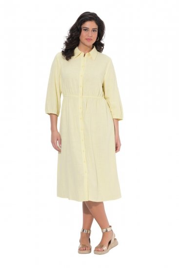 Ulla Popken 847224 Vestido de mistura de linho Amarelo - Vestidos de verão - Vestidos de verão plus size