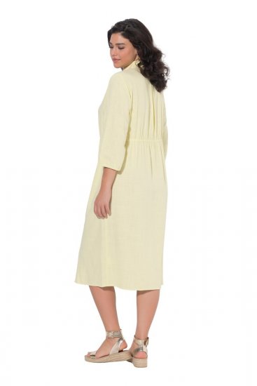 Ulla Popken 847224 Vestido de mistura de linho Amarelo - Vestidos de verão - Vestidos de verão plus size