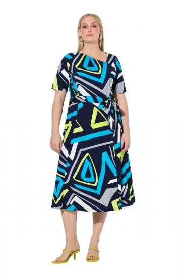 Ulla Popken 847324 Vestido midi estampado Azul-marinho - Vestidos midi - Vestidos Midi Tamanhos Grandes