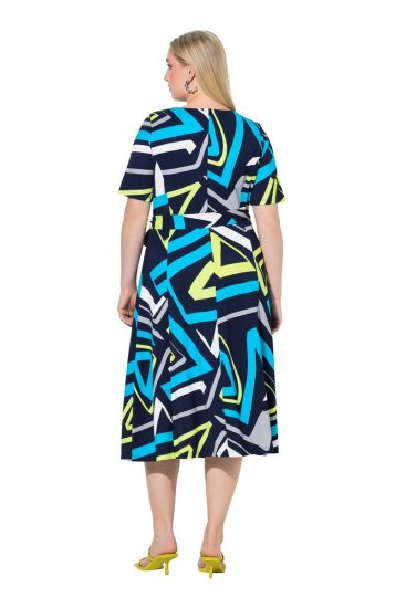 Ulla Popken 847324 Vestido midi estampado Azul-marinho - Vestidos midi - Vestidos Midi Tamanhos Grandes