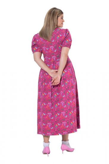 Ulla Popken 847409 Vestido comprido estampado Vermelho baga - Vestidos maxi - Vestidos maxi plus size para mulher