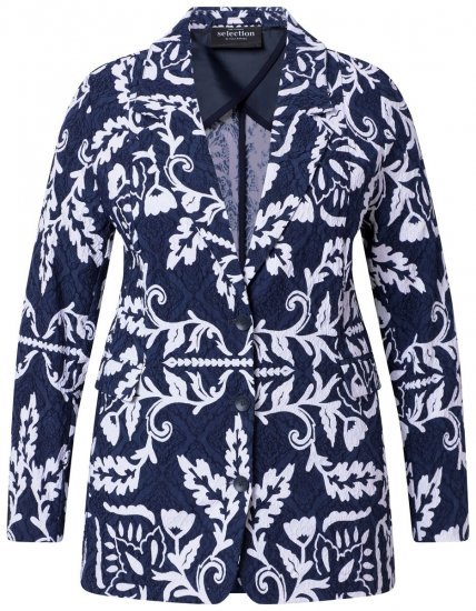 Ulla Popken 847586 Blazer em jacquard floral Azul-marinho - Blazers e Coletes - Blazers em Tamanhos Grandes