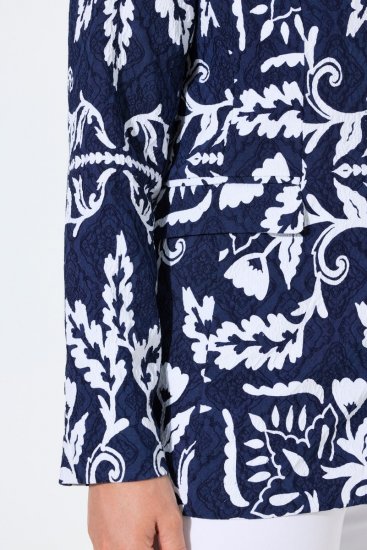 Ulla Popken 847586 Blazer em jacquard floral Azul-marinho - Blazers e Coletes - Blazers em Tamanhos Grandes