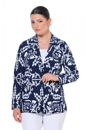 Ulla Popken 847586 Blazer em jacquard floral Azul-marinho - Blazers e Coletes - Blazers em Tamanhos Grandes