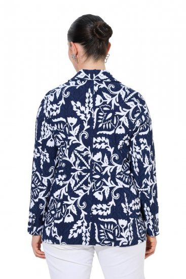 Ulla Popken 847586 Blazer em jacquard floral Azul-marinho - Blazers e Coletes - Blazers em Tamanhos Grandes