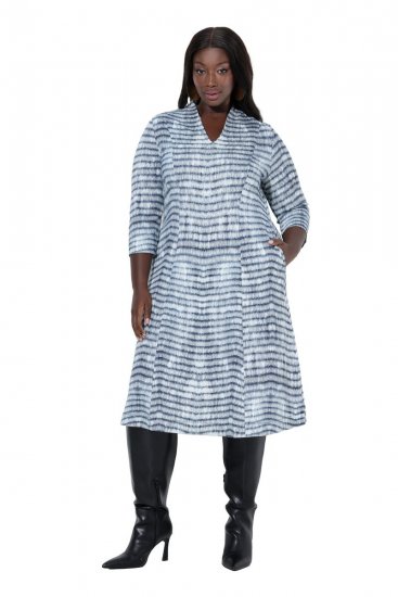 Ulla Popken 847643 Vestido de jersey às riscas Azul-marinho - Vestidos em jersey - 