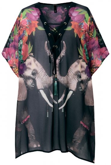 Ulla Popken 847698 Vestido estampado Preto - Vestidos de noite - Vestidos de festa em tamanhos grandes