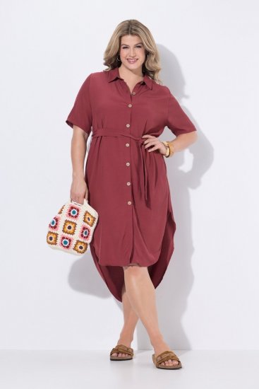 Ulla Popken 847797 Vestido camiseiro Vermelho ferrugem - Vestidos camiseiros - 