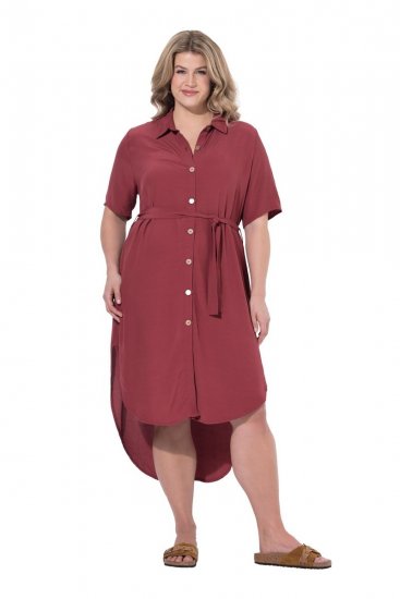 Ulla Popken 847797 Vestido camiseiro Vermelho ferrugem - Vestidos camiseiros - 