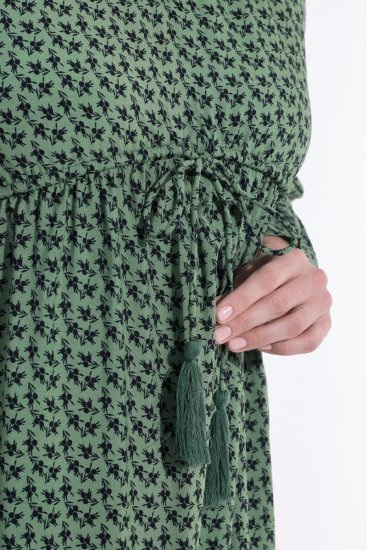 Ulla Popken 847798 Vestido midi evasê com decote em V Verde escuro - Vestidos midi - Vestidos Midi Tamanhos Grandes