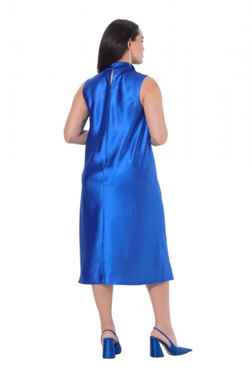 Ulla Popken 847862 Vestido de cetim Azul real - Vestidos de verão - Vestidos de verão plus size