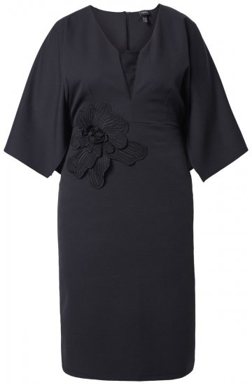 Ulla Popken 847909 Vestido midi floral Preto - Vestidos midi - Vestidos Midi Tamanhos Grandes