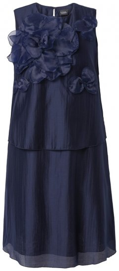 Ulla Popken 847918 Vestido de chiffon floral Azul-marinho - Vestidos midi - Vestidos Midi Tamanhos Grandes