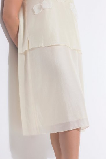 Ulla Popken 847918 Vestido de chiffon floral Branco sujo - Vestidos de verão - Vestidos de verão plus size
