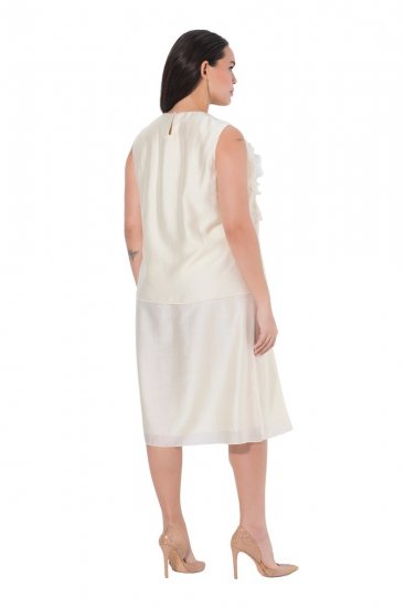 Ulla Popken 847918 Vestido de chiffon floral Branco sujo - Vestidos de verão - Vestidos de verão plus size