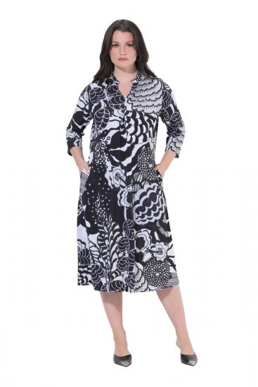 Ulla Popken 847972 Vestido de malha floral Branco - Vestidos de malha - 