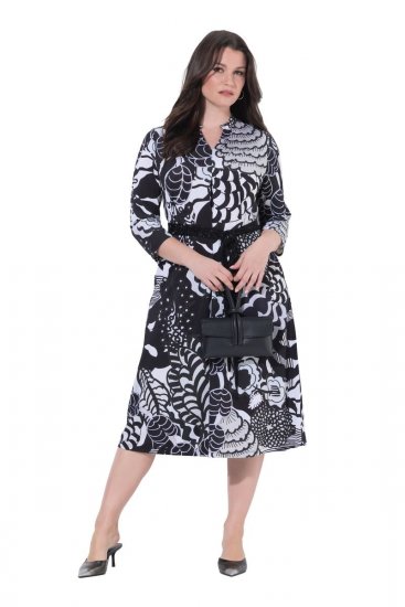 Ulla Popken 847972 Vestido de malha floral Branco - Vestidos de malha - 