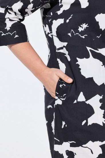 Ulla Popken 848061 Vestido midi floral com manga 3/4 Preto - Vestidos midi - Vestidos Midi Tamanhos Grandes