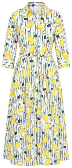 Ulla Popken 848081 Vestido camiseiro às riscas Branco - Vestidos maxi - Vestidos maxi plus size para mulher