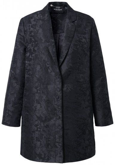 Ulla Popken 848099 Blazer floral em jacquard com abotoamento oculto Preto - Blazers e Coletes - Blazers em Tamanhos Grandes