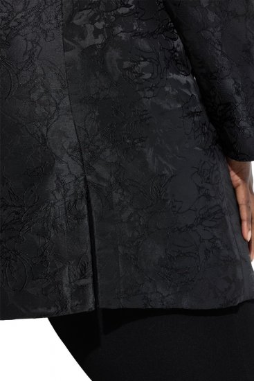 Ulla Popken 848099 Blazer floral em jacquard com abotoamento oculto Preto - Blazers e Coletes - Blazers em Tamanhos Grandes