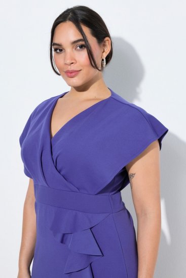 Ulla Popken 848120 Vestido com folhos Lilás - Vestidos de noite - Vestidos de festa em tamanhos grandes