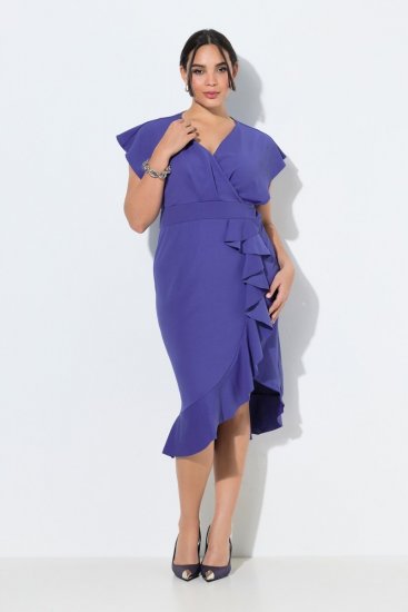Ulla Popken 848120 Vestido com folhos Lilás - Vestidos de noite - Vestidos de festa em tamanhos grandes