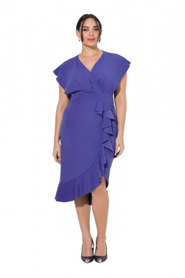 Ulla Popken 848120 Vestido com folhos Lilás - Vestidos de noite - Vestidos de festa em tamanhos grandes