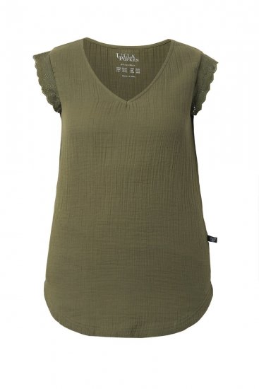 Ulla Popken 848131 Pijama com renda Verde azeitona - Pijamas/Loungewear - 
