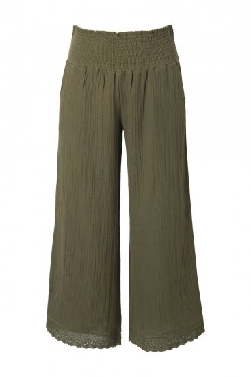 Ulla Popken 848131 Pijama com renda Verde azeitona - Pijamas/Loungewear - 