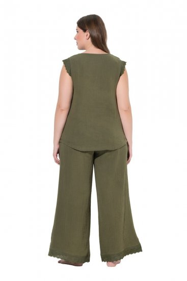 Ulla Popken 848131 Pijama com renda Verde azeitona - Pijamas/Loungewear - 