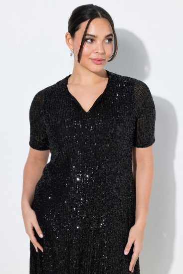 Ulla Popken 848140 Vestido de lantejoulas Preto - Vestidos de noite - Vestidos de festa em tamanhos grandes