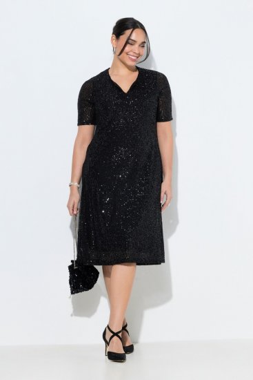 Ulla Popken 848140 Vestido de lantejoulas Preto - Vestidos de noite - Vestidos de festa em tamanhos grandes