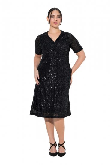 Ulla Popken 848140 Vestido de lantejoulas Preto - Vestidos de noite - Vestidos de festa em tamanhos grandes